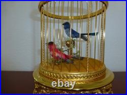 Vintage Swiss Reuge Singing Bird Cage Gold Gilt Cage (Watch The Video)