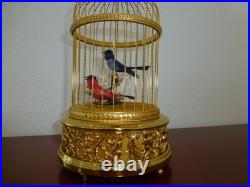 Vintage Swiss Reuge Singing Bird Cage Gold Gilt Cage (Watch The Video)