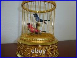Vintage Swiss Reuge Singing Bird Cage Gold Gilt Cage (Watch The Video)