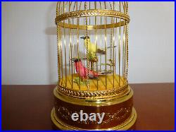 Vintage Swiss Reuge Singing Bird Cage Gold Gilt Metal Case (Watch The Video)