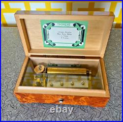 Vintage Swiss Thorens 6 Song Music Box 7 Miniature Hand Crank Brass Switzerland