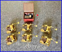 Vintage Swiss Thorens 6 Song Music Box 7 Miniature Hand Crank Brass Switzerland