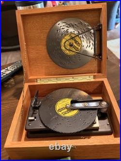 Vintage THORENS Music Box with10 Metal Music Discs made in Switzerland