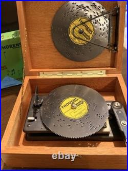 Vintage THORENS Music Box with10 Metal Music Discs made in Switzerland