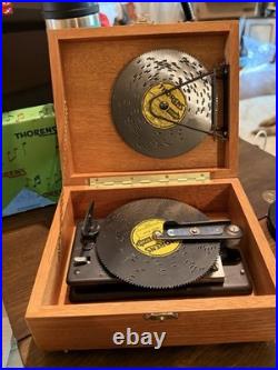 Vintage THORENS Music Box with10 Metal Music Discs made in Switzerland