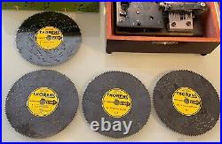 Vintage THORENS Switzerland Disc Mechanical Music Box w 4 Disc + Original Box