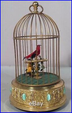 Vintage TWO BIRD Singing Bird in Cage AUTOMATON MUSIC BOX Not Working