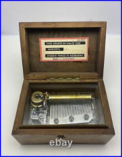 Vintage Thorens 3 Tune 36 Note Swiss Music Box Serviced Oak Case
