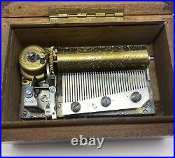 Vintage Thorens 3 Tune 36 Note Swiss Music Box Serviced Oak Case