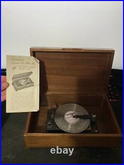 Vintage Thorens Automatic Disc Music Box With One Disc & Manual! Works