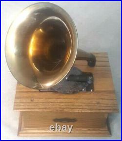 Vintage Thorens Gramophone Disc Music Box Brass Horn (for the fixer)