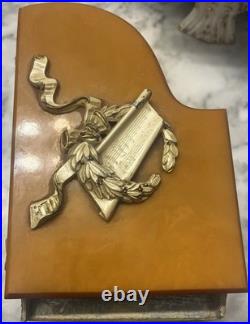 Vintage Thorens Grand Piano Swiss Music Box Butterscotch Bakelite Working Vintage Thorens Grand Piano Swiss Music Box Butterscotch Bakelite Working