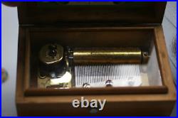 Vintage Thorens Music Box #26 1/2 Made In Switzerland Inlayed Wood Z1
