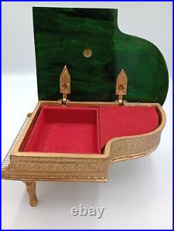 Vintage Thorens Musical Jewelry Box Grand Piano Rare Green Bakelite Top Works