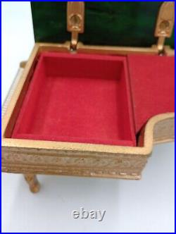 Vintage Thorens Musical Jewelry Box Grand Piano Rare Green Bakelite Top Works