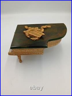 Vintage Thorens Musical Jewelry Box Grand Piano Rare Green Bakelite Top Works