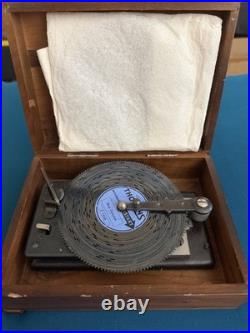 Vintage Thorens Swiss Automatic Disc Music Box with 2 Discs Working Wood Case