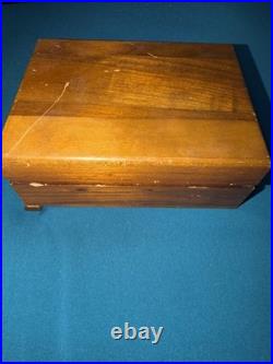 Vintage Thorens Swiss Automatic Disc Music Box with 2 Discs Working Wood Case
