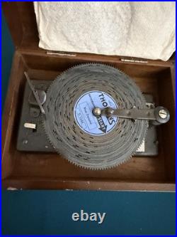 Vintage Thorens Swiss Automatic Disc Music Box with 2 Discs Working Wood Case