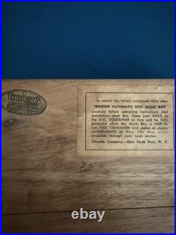 Vintage Thorens Swiss Automatic Disc Music Box with 2 Discs Working Wood Case
