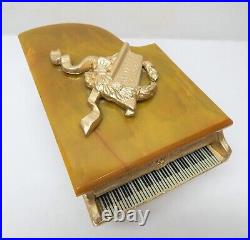 Vintage Thorens Swiss Bakelite, Gold Gilt Grand Piano Musical Trinket Box