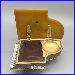 Vintage Thorens Swiss Music Box Marble Butterscotch Catalin Bakelite Grand Piano