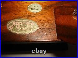 Vintage Unique Oak Beveled Glass Romance Swiss Reuge San Francisco Music Box