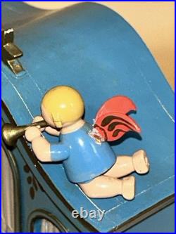 Vintage Wendt & Kuhn Music Box Angel Playing Organ Wood Germany Parts Repair