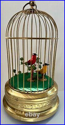 Vintage West German Clock Work Music Box Double Bird Cage Brass Wind Up Gift