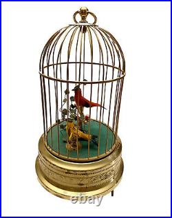 Vintage West Germany Singing Bird Musical Cage With Impressive Automation Works