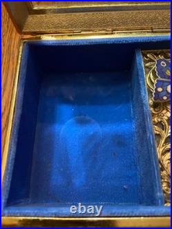 Vintage Westland Enamel Butterfly Automation Etched Music Jewelry Box JAPAN