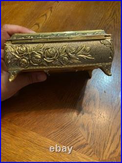 Vintage Westland Enamel Butterfly Automation Etched Music Jewelry Box JAPAN