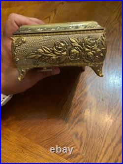 Vintage Westland Enamel Butterfly Automation Etched Music Jewelry Box JAPAN