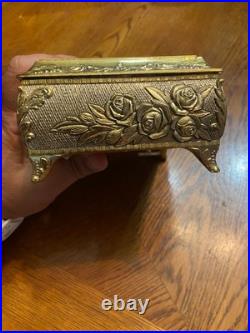 Vintage Westland Enamel Butterfly Automation Etched Music Jewelry Box JAPAN