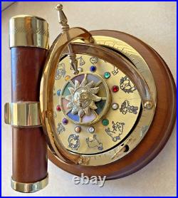 Vintage Wood Brass Kaleidoscope Music Box Somewhere in Time Song Winding Key