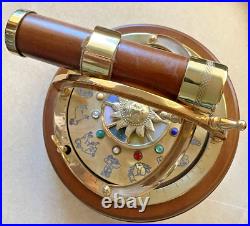 Vintage Wood Brass Kaleidoscope Music Box Somewhere in Time Song Winding Key