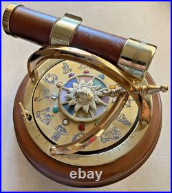 Vintage Wood Brass Kaleidoscope Music Box Somewhere in Time Song Winding Key