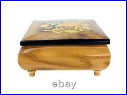 Vintage Wood Inlay Jewelry Box Ercolano Musical Movement Fascination Italy