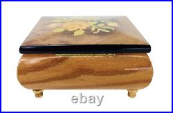 Vintage Wood Inlay Jewelry Box Ercolano Musical Movement Fascination Italy