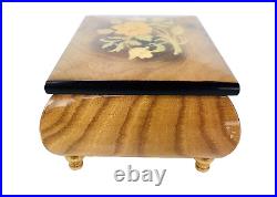 Vintage Wood Inlay Jewelry Box Ercolano Musical Movement Fascination Italy