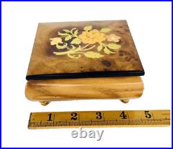 Vintage Wood Inlay Jewelry Box Ercolano Musical Movement Fascination Italy