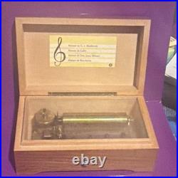 Vintage Wooden Swiss Music Box Cylinder Mechanism Minuet Tunes Beethoven Mozart