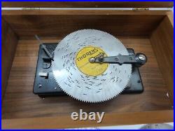 Vintage Working THORENS Automatic Disc Musik Swiss Walnut Music Box Switzerland