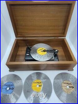 Vintage Working THORENS Automatic Disc Musik Swiss Walnut Music Box Switzerland