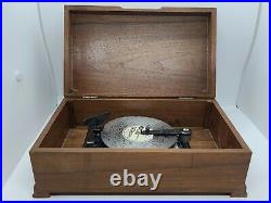 Vintage Working THORENS Automatic Disc Swiss Walnut Music Box Switzerland