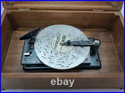 Vintage Working THORENS Automatic Disc Swiss Walnut Music Box Switzerland