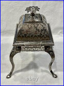 Vintage ZIMBALIST Jewelry/Candy/Music Box, Hand-Etched, Nickel-Silver, VIDEO