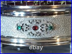 Vintage germany, hanging Nickel, cage singing automaton birds music box, mechanical