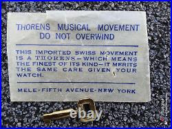 Vintage key & advertising key holder for Thorens Imported Swiss Musical Movement