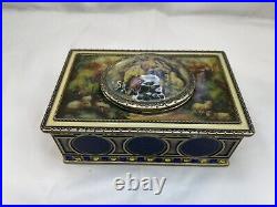 Vintage victorian style metal music box with wind up humming bird/ RARE/Stunning